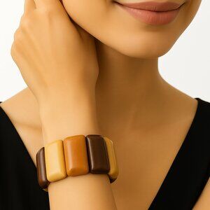 Stretchy Colorful Chunky Beaded Bracelet - Women's Fashion Jewelry - 7-inch